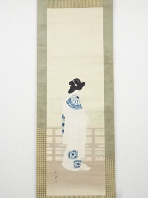 道具 ] - 道具 昭和8（1933）年 藤田秀堂筆 良宵之図 肉筆絹本掛軸（共